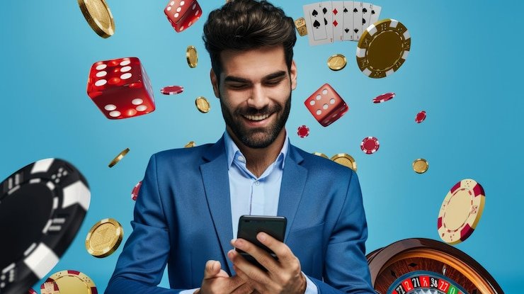 Meja Texas Poker live-dealer di studio gelastoto dengan kartu komunitas dan pemain
